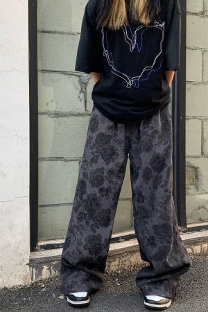 Casual Day Outfits, Easy Trendy Outfits Aesthetic Wide Floral Cord Pants