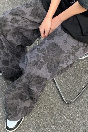 Casual Day Outfits, Easy Trendy Outfits Aesthetic Wide Floral Cord Pants