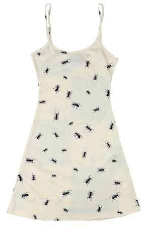 Casual Day Outfits, Easy Trendy Outfits All Over Ant Print Ribbed Slip Dress