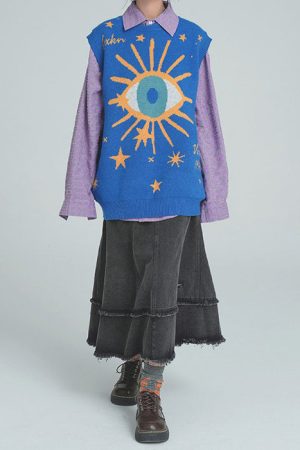 Casual Day Outfits, Easy Trendy Outfits All-Seeing Eye & Stars Aesthetic Vest