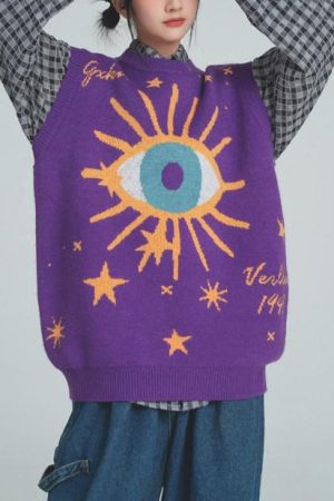 Casual Day Outfits, Easy Trendy Outfits All-Seeing Eye & Stars Aesthetic Vest