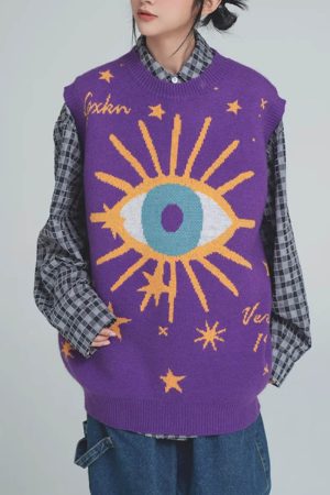 Casual Day Outfits, Easy Trendy Outfits All-Seeing Eye & Stars Aesthetic Vest