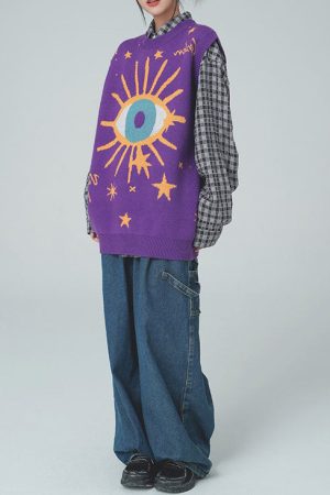 Casual Day Outfits, Easy Trendy Outfits All-Seeing Eye & Stars Aesthetic Vest