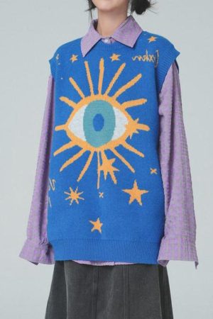 Casual Day Outfits, Easy Trendy Outfits All-Seeing Eye & Stars Aesthetic Vest