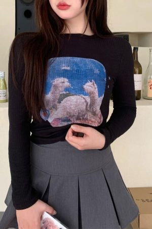 Casual Day Outfits, Easy Trendy Outfits Alpaca Ribbed Long Sleeve Top