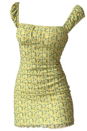 Casual Day Outfits, Easy Trendy Outfits Amalfi Lemon Ruched Mini Dress