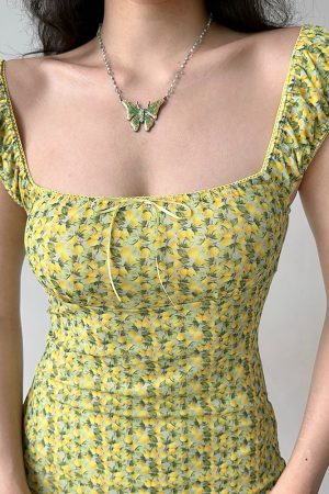 Casual Day Outfits, Easy Trendy Outfits Amalfi Lemon Ruched Mini Dress