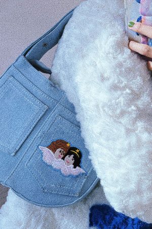 Casual Day Outfits, Easy Trendy Outfits Angel Embroidery Baguette Bag