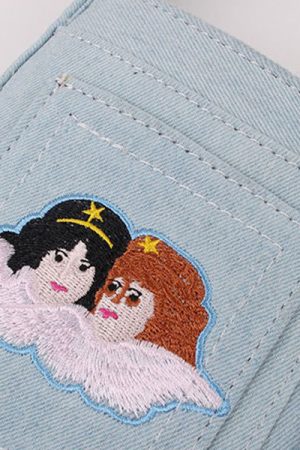 Casual Day Outfits, Easy Trendy Outfits Angel Embroidery Baguette Bag