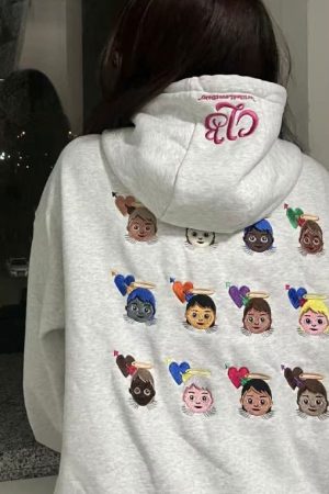 Casual Day Outfits, Easy Trendy Outfits Angel Emoji Embroidery Hoodie