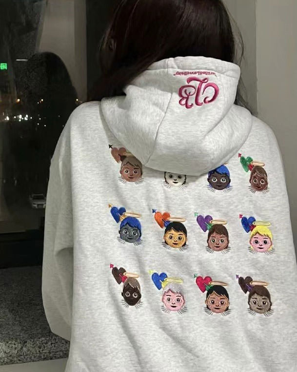 Casual Day Outfits, Easy Trendy Outfits Angel Emoji Embroidery Hoodie Casual Day Outfits, Easy Trendy Outfits Angel Emoji Embroidery Hoodie