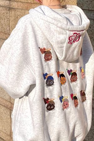 Casual Day Outfits, Easy Trendy Outfits Angel Emoji Embroidery Hoodie