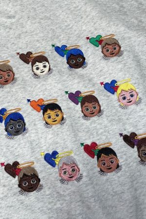 Casual Day Outfits, Easy Trendy Outfits Angel Emoji Embroidery Hoodie