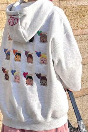 Casual Day Outfits, Easy Trendy Outfits Angel Emoji Embroidery Hoodie