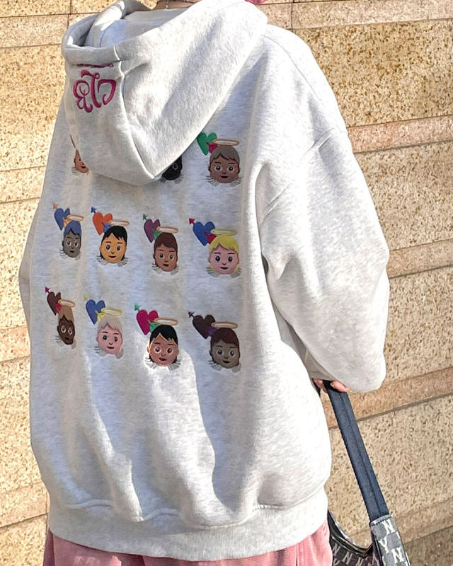 Casual Day Outfits, Easy Trendy Outfits Angel Emoji Embroidery Hoodie Casual Day Outfits, Easy Trendy Outfits Angel Emoji Embroidery Hoodie