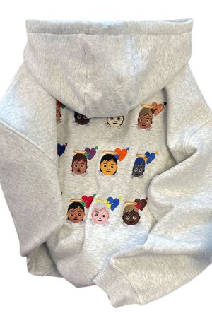 Casual Day Outfits, Easy Trendy Outfits Angel Emoji Embroidery Hoodie