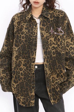 Casual Day Outfits, Easy Trendy Outfits Animal Attraction Leopard Oversized Jacket