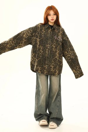 Casual Day Outfits, Easy Trendy Outfits Animal Attraction Leopard Oversized Jacket