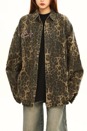 Casual Day Outfits, Easy Trendy Outfits Animal Attraction Leopard Oversized Jacket