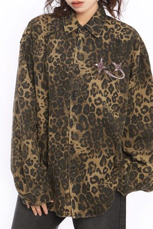 Casual Day Outfits, Easy Trendy Outfits Animal Attraction Leopard Oversized Jacket