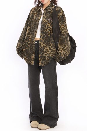 Casual Day Outfits, Easy Trendy Outfits Animal Attraction Leopard Oversized Jacket