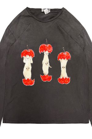 Casual Day Outfits, Easy Trendy Outfits Apple Core Graphic Long Sleeve Tee