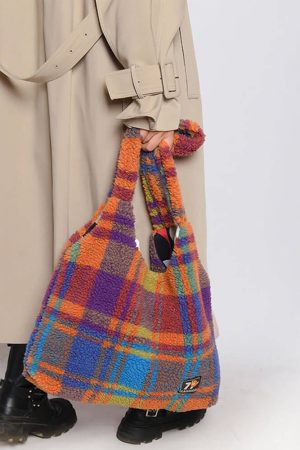 Casual Day Outfits, Easy Trendy Outfits Autumn Feels Plaid Tote Bag