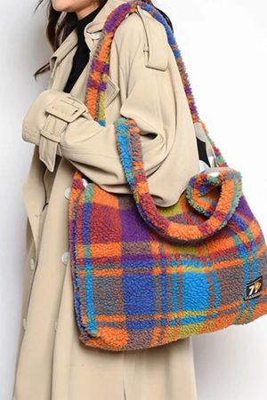 Casual Day Outfits, Easy Trendy Outfits Autumn Feels Plaid Tote Bag