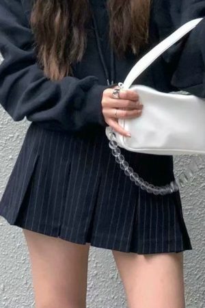 Casual Day Outfits, Easy Trendy Outfits Baby Lies Striped Pleated Skirt