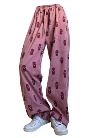 Casual Day Outfits, Easy Trendy Outfits Balaclava Print Wide Leg Pants