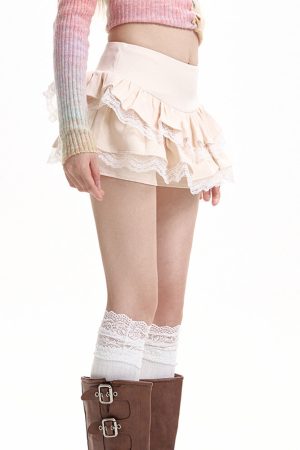Casual Day Outfits, Easy Trendy Outfits Ballerina Core Ruffled Lace Skort
