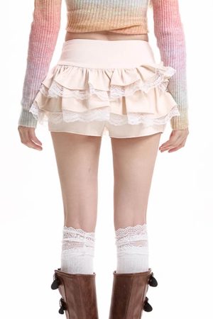 Casual Day Outfits, Easy Trendy Outfits Ballerina Core Ruffled Lace Skort