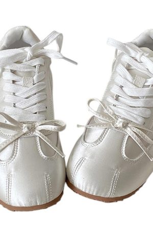 Casual Day Outfits, Easy Trendy Outfits Balletcore Aesthetic Bow Sneakers