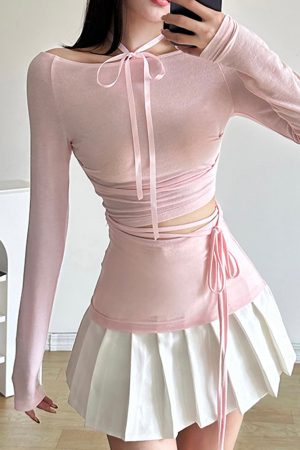 Casual Day Outfits, Easy Trendy Outfits Balletcore Aesthetic Long Sleeve Top