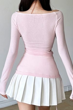 Casual Day Outfits, Easy Trendy Outfits Balletcore Aesthetic Long Sleeve Top