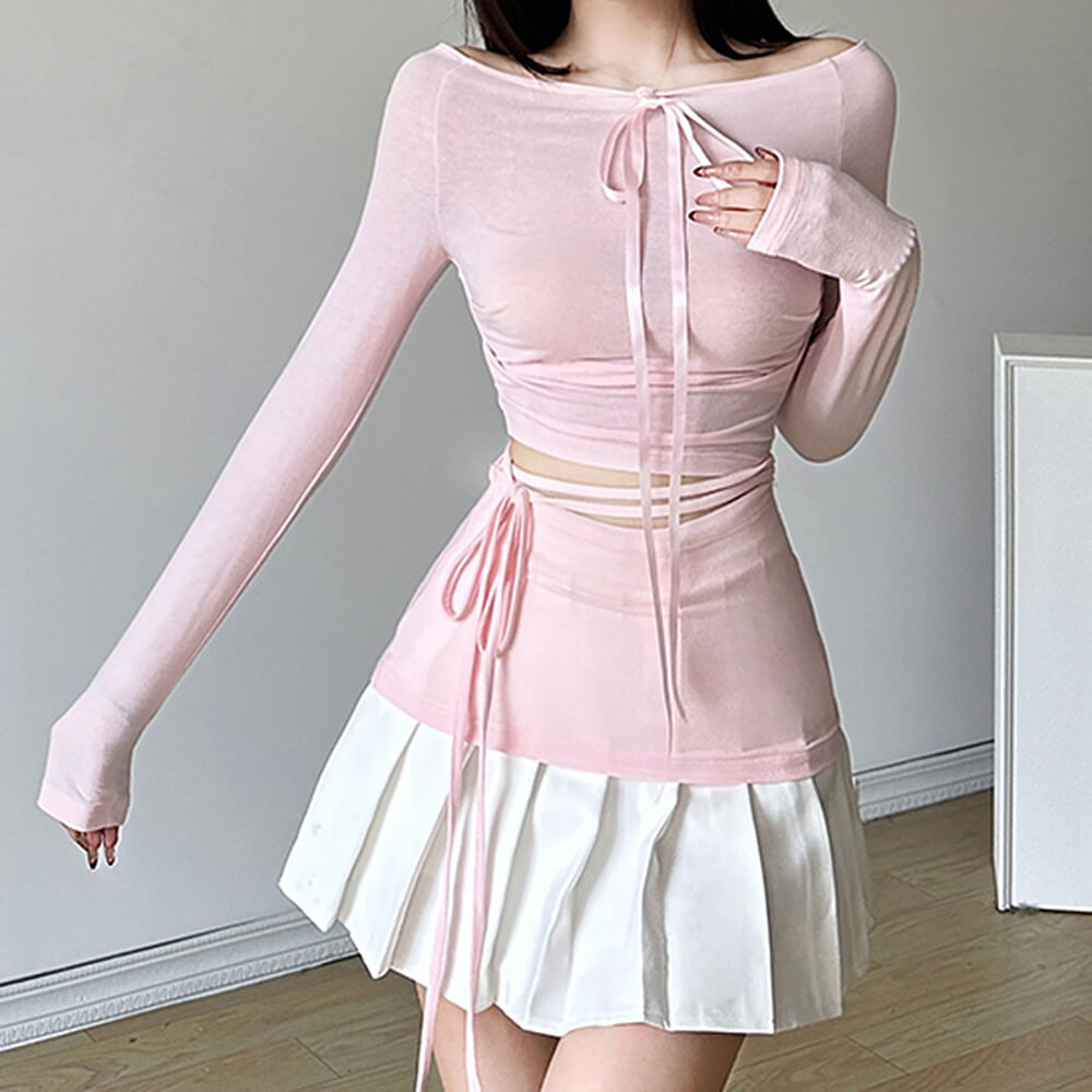 Casual Day Outfits, Easy Trendy Outfits Balletcore Aesthetic Long Sleeve Top Casual Day Outfits, Easy Trendy Outfits Balletcore Aesthetic Long Sleeve Top