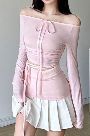 Casual Day Outfits, Easy Trendy Outfits Balletcore Aesthetic Long Sleeve Top