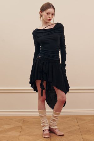 Casual Day Outfits, Easy Trendy Outfits Balletcore Asymmetrical Mid Skirt