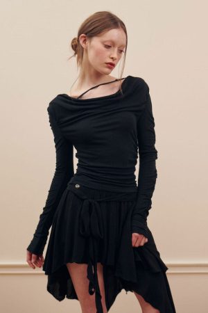 Casual Day Outfits, Easy Trendy Outfits Balletcore Asymmetrical Mid Skirt