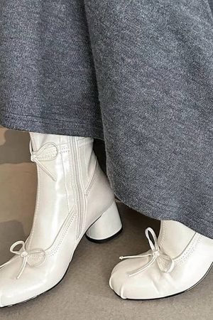 Casual Day Outfits, Easy Trendy Outfits Balletcore Square-Toe Ankle Boots