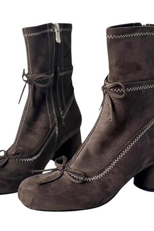 Casual Day Outfits, Easy Trendy Outfits Balletcore Square-Toe Ankle Boots