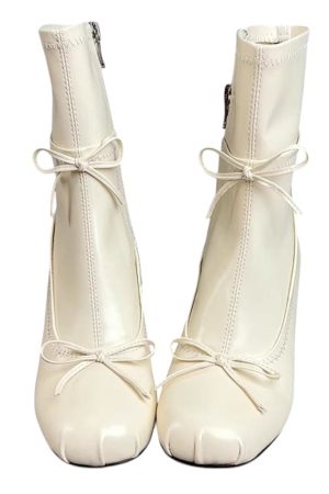 Casual Day Outfits, Easy Trendy Outfits Balletcore Square-Toe Ankle Boots