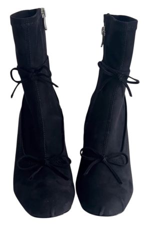 Casual Day Outfits, Easy Trendy Outfits Balletcore Square-Toe Ankle Boots