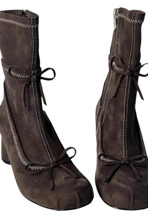 Casual Day Outfits, Easy Trendy Outfits Balletcore Square-Toe Ankle Boots