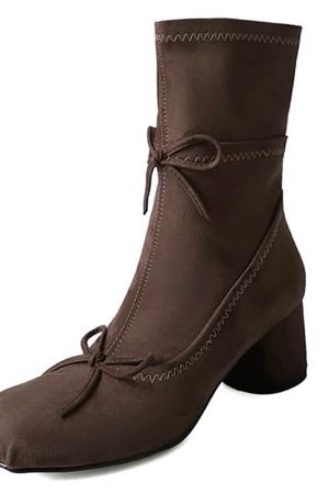 Casual Day Outfits, Easy Trendy Outfits Balletcore Square-Toe Ankle Boots