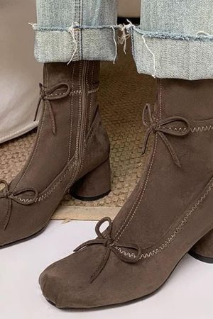 Casual Day Outfits, Easy Trendy Outfits Balletcore Square-Toe Ankle Boots