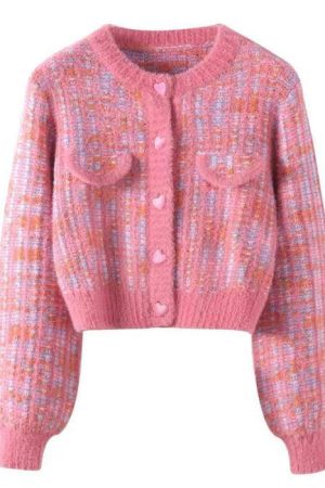 Casual Day Outfits, Easy Trendy Outfits Barbiecore Knit Cropped Cardigan