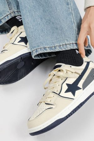 Casual Day Outfits, Easy Trendy Outfits Beige & Navy Shooting Star Sneakers