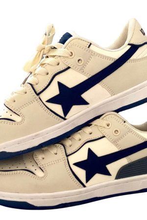 Casual Day Outfits, Easy Trendy Outfits Beige & Navy Shooting Star Sneakers