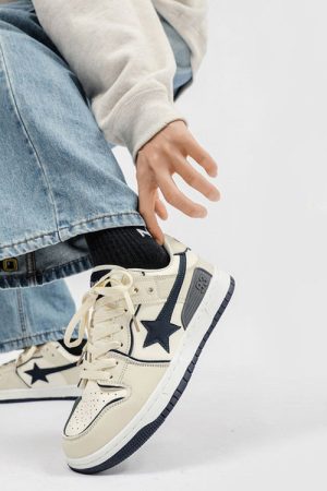 Casual Day Outfits, Easy Trendy Outfits Beige & Navy Shooting Star Sneakers